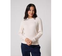 Tommy Hilfiger Damen Pullover Cable Fine Zopfstrick, Beige (Heather Ivory Petal), XS
