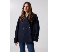 Tommy Hilfiger Damen Trenchcoat Cotton Short Kurz, Blau (Desert Sky), 40