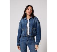Jeansjacke TOMMY HILFIGER "CROPPED JACKET CAM MID", Damen, Gr. XS (34), cam mid, Denim/Jeans, Obermaterial: 100% Baumwolle, unifarben, regular fit kurz, Rundhals, eingesetzt angesetztes Bündchen, Jack