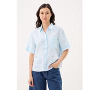 Tommy Hilfiger Damen Bluse aus Leinen, hellblau, Gr. M