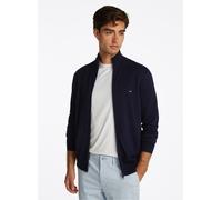 Tommy Hilfiger Herren Pullover mit Reißverschluss Essential Cotton Zip Thru Stehkragen, Blau (Navy Blue), S