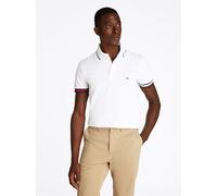 Poloshirt TOMMY HILFIGER "FLAG CUFF SLIM FIT POLO", Herren, Gr. S, weiß, Piquu00e9, Obermaterial: 96% Baumwolle, 4% Elasthan, casual, slim fit, Kurzarm, Shirts (60353063-S) weiß