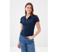 Poloshirt TOMMY HILFIGER "GOLD BUTTON SLIM SS POLO", Damen, Gr. S (36/38), schwarz night navy, Single Jersey, Obermaterial: 100% Baumwolle, unifarben, slim fit, Shirts (13198023-S) schwarz night navy