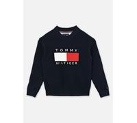 Strickpullover TOMMY HILFIGER, Jungen, Gr. 10 (140), schwarz night navy, Strick, Obermaterial: 60% Baumwolle, 40% Polyacryl, unifarben, regular fit hüftlang, Rundhals, eingesetzt Rippstrickbündchen, P