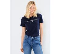 Tommy Hilfiger Damen T-Shirt Kurzarm Logo Rundhalsausschnitt, Blau (Dark Night Navy), XS