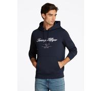 Hoodie TOMMY HILFIGER "SCRIPT LOGO HOODY", Herren, Gr. S, blau (desert sky), Sweatware, Obermaterial: 63% Baumwolle, 37% Polyester, regular fit hüftlang, Rippbündchen, Sweatshirts Hoodie, mit aufgesti