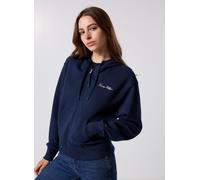Tommy Hilfiger Damen Hoodie mit Reißverschluss Script Pique Zip-Up mit Kapuze, Blau (Dark Night Navy), XL