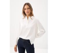 Langarmbluse TOMMY HILFIGER "VIS TWILL V-NK BLOUSE", Damen, Gr. 42, ecru, Web, Obermaterial: 100% Viskose, unifarben, regular fit normal, Rundhals, Blusen Langarmbluse (71451424-42)