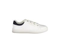 Plateausneaker TOMMY HILFIGER "CASUAL CUPSOLE SNEAKER", Damen, Gr. 41, weiß (weiß, blau), Nappaleder, Schuhe, Freizeitschuh, Halbschuh, Schnürschuh mit seilticher Logoprägung (46556963-41) weiß, blau