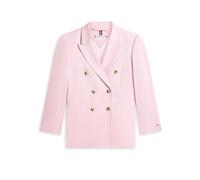 Kurzblazer TOMMY HILFIGER "TIMELESS WOOL DB BLAZER", Damen, Gr. 36, bon. pink, Web, Obermaterial: 54% Polyester, 44% Wolle, 2% Elasthan, unifarben, bequem, V-Ausschnitt, Blazer Kurzblazer, mit doppelr