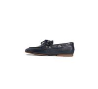 Bootsschuh TOMMY HILFIGER "TH SLEEK LEATHER BOAT SHOE", Damen, Gr. 40, dunkelblau, Nappaleder, unifarben, Schuhe Bootsschuh, Bootsschuh, Businessschuh mit Blockabsatz und Ösen mit Durchzug (58828763-4