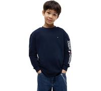 Langarmshirt TOMMY HILFIGER, Jungen, Gr. 7 (122), blau (schwarz night navy), Single Jersey, Obermaterial: 100% Baumwolle, unifarben, regular fit normal, Rundhals, Bündchen, Shirts Langarmshirt, Regula