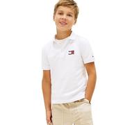 Tommy Hilfiger Boy's Wavy Flag Polo Ithica Placket Ss KB0KB10227 Polos, Weiß (Weiß), 10 Jahre