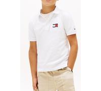Poloshirt TOMMY HILFIGER "WAVY FLAG POLO ITHICA PLACKET SHORT SLEEVE", Mädchen, Gr. 16 (176), weiß, Piqué, Obermaterial: 100% Baumwolle, unifarben, regular fit normal, hoch geschlossener Ausschnitt, R