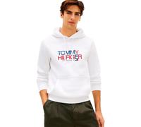 Kapuzensweatshirt TOMMY HILFIGER "BRAND LOVE BIG TEXT", Herren, Gr. S, weiß, Sweatware, Obermaterial: 63% Baumwolle, 37% Polyester, unifarben, regular fit normal, Rundhals, eingesetzt Rippbündchen, Sw