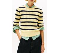 Tommy Hilfiger Cable Knit Crew Neck Jumper Zesty Yellow/dark Navy Größe: L | Pullover Outlet | Damen | Blau