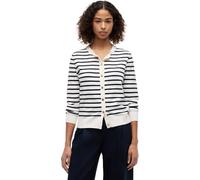 Strickjacke TOMMY HILFIGER, Damen, Gr. XL (46), weiß (ivory petal, schwarz n navy breton stp), Strick, Obermaterial: 67% Baumwolle, 33% Polyamid, gestreift, regular fit normal, Rundhals, eingesetzt Ri