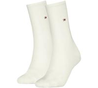 Socken TOMMY HILFIGER "TH WOMEN SOCK CASUAL 2P", Damen, Gr. 39-42, weiß (sanftes weiß), Baumwollmischung, Elasthan, Polyamid, elastisch, Socken Socken, mit flacher Zehennaht (53500722-39) sanftes weiß