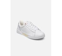 Plateausneaker TOMMY HILFIGER "CHIC COURT SNEAKER", Damen, Gr. 36, weiß, Leder, sportlich, Schuhe, Freizeitschuh, Halbschuh, Schnürschuh, goldfarbenes Schmuckelement (97659411-36) weiß