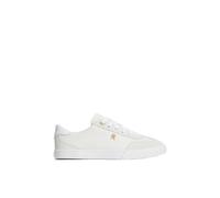 Sneaker TOMMY HILFIGER "TH CHIC LOW VULC", Damen, Gr. 42, weiß (ecru), Leder, Veloursleder, Schuhe Sneaker, Freizeitschuh, Halbschuh, Schnürschuh mit Ziernähten (21017344-42) ecru