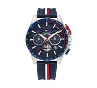 Chronograph TOMMY HILFIGER "BANK", blau, Armbanduhren, Herren, Chronograph, Quarzuhr, Armbanduhr, Herrenuhr, Silikonarmband, analog, Tag (69990344-0) blau