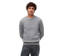 Strickpullover TOMMY HILFIGER "CLASSIC CABLE CREW NECK mit Strukturstrick und Flaglabel", Herren, Gr. XXL, grau (medium grau heather), Obermaterial: 100% Baumwolle, normal, Rundhals, Bündchen, Pullove