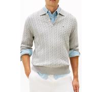 Tommy Hilfiger Classic Cotton Cable Sweater Light Grey Heather Größe: L | Pullover Outlet | Herren | Grau