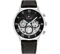 Tommy Hilfiger "CLASSIC" Quarzuhr, Armbanduhr, Herrenuhr, Datum, Lederarmband (31107200-0) schwarz