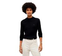 Langarmshirt TOMMY HILFIGER "SLIM CODY MOCK-NK LS", Damen, Gr. S (36/38), schwarz, Single Jersey, Obermaterial: 100% Baumwolle, unifarben, slim fit normal, Rundhals, Shirts Langarmshirt, Baumwolle, sl