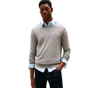 Rundhalspullover TOMMY HILFIGER "ESSENTIAL COTTON", Herren, Gr. L, grau (medium grau heather), Strick, Obermaterial: 100% Baumwolle, regular fit, Rundhals, Rippbündchen, Pullover Rundhalspullover, Cre