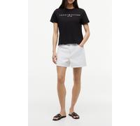 TOMMY HILFIGER Adaptive Damen Reg Corp Logo C-nk Ww0ww40276 Kurzarm Strickoberteile, Black (Black), XS EU