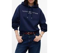 Kapuzensweatshirt TOMMY HILFIGER "CORP LOGO MDRN HOODIE", Damen, Gr. M (38), schwarz night navy, Sweatware, Obermaterial: 63% Baumwolle, 37% Polyester, bedruckt, regular fit, Rippbündchen, Sweatshirts