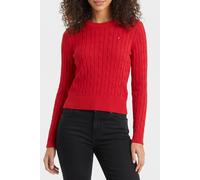 Tommy Hilfiger Cotton Cable Mid Crew Neck Primary Red Größe: L | Strickpullover Outlet | Damen | Rot