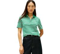 Tommy Hilfiger Damen 1985 REG Pique Polo SS WW0WW43224 S/S Polo, Grün (Nouveau Green/Ecru STP), L, Grün (Nouveau Green/Ecru STP), L