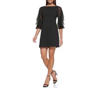 Tommy Hilfiger Damen 3/4 Ruffle Sleeve Sheath Dress Etuikleid, Schwarz, 40