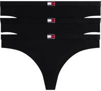 Tommy Hilfiger Damen 3er Pack Strings Set Thong aus Baumwolle mit Stretch, Schwarz (Black/Black/Black), L