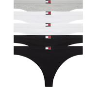 Tommy Hilfiger Damen 5er Pack Strings Flag mit Logo, Mehrfarbig (Grey/White/White/Black/Black), L