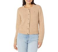 Tommy Hilfiger Damen Adaptive Cardigan, Dark Beige Heather, Groß