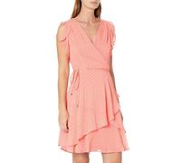 Tommy Hilfiger Damen Ärmelloses, Knielanges Chiffon Wickeloptik Lässiges Kleid, Mehrfarbig, 36