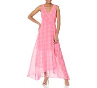 Tommy Hilfiger Damen ärmelloses Phantom Plaid Chiffon Maxikleid Kleid, Bubblegum, 40
