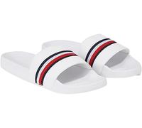 Tommy Hilfiger Damen Badeschuhe Global Stripes Slide Badelatschen, Weiß (White), 36