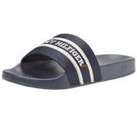 Pantolette TOMMY HILFIGER "HILFIGER POOLSLIDE WITH WEBBING" Gr. 37, blau (dunkelblau) Damen Schuhe Badelatschen Pantolette Strandschuhe in bequemer Form (55128265-37)