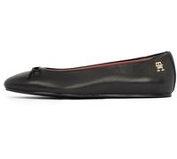 Tommy Hilfiger Damen Ballerinas Flat Bow aus Leder, Schwarz (Black), 41