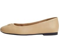 Ballerina TOMMY HILFIGER "TH PLATE LEATHER BALLERINA", Damen, Gr. 39, beige, Leder, Schuhe Ballerina, Schlupfschuh, Businessschuh mit edlem Schmuckelement - schmale Form (11200414-39) beige
