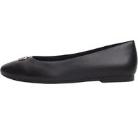 Tommy Hilfiger Damen Ballerinas Plate aus Leder, Schwarz (Black), 37