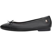Tommy Hilfiger Damen Ballerinas Toe Cap aus Leder, Schwarz (Black), 39
