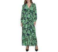 Tommy Hilfiger Damen Balloon Sleeve Tie Cuff Surplice Neck Maxi Dress Kleid, Sky Captain/reichlich Grün, 36