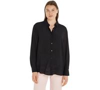 Tommy Hilfiger Damen Bluse Fluid Viscose Crepe Shirt Hemdbluse, Schwarz (Black), 38