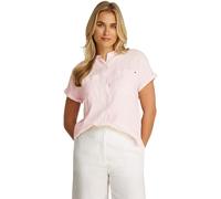 Tommy Hilfiger Damen Bluse Linen Collarless Kurzarm, Mehrfarbig (Foggy Pink Stp), 40