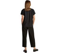 Tommy Hilfiger Damen Bluse Linen Collarless Kurzarm, Schwarz (Black), 34